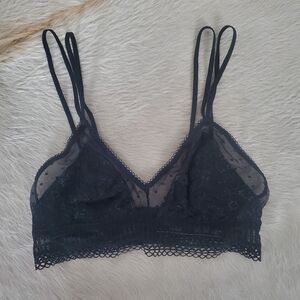 Victoria's Secret Bralette Medium Black Mesh Lace Triangle Wireless Longline